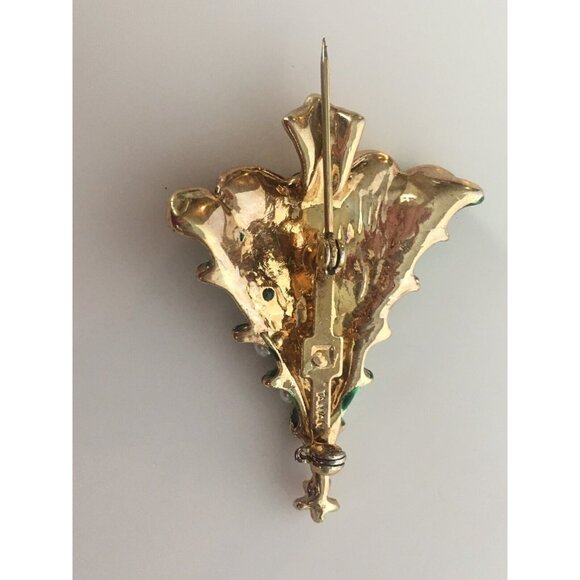 Vintage Christmas Tree Brooch Pin Taiwan Silver Ornaments Jewelry Red Star - Picture 5 of 6